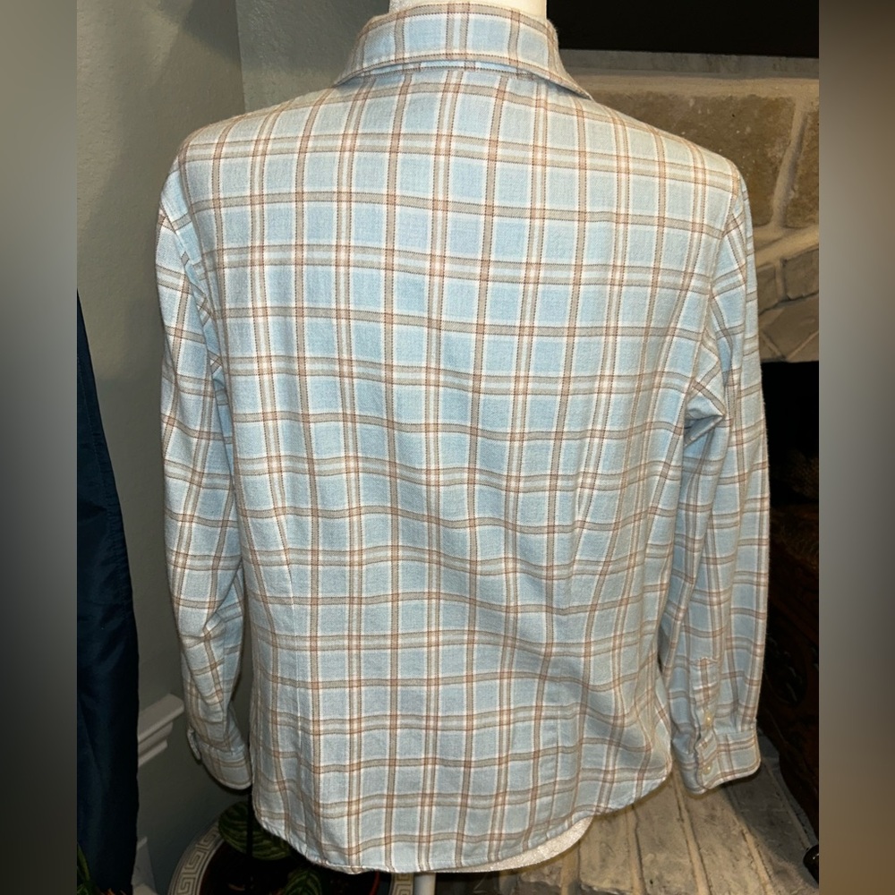 Pendleton Light Blue and Tan Plaid Cotton Shirt - Picture 4 of 5